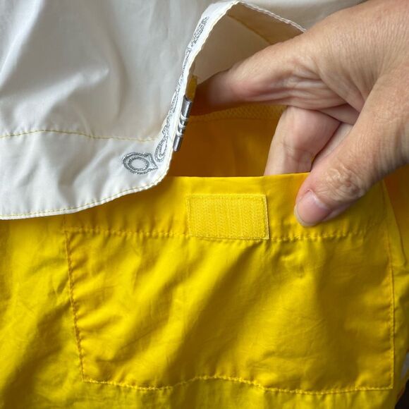 Vintage Adidas 90s Sleeveless Windbreaker Hooded Vest Yellow White M - Picture 10 of 11